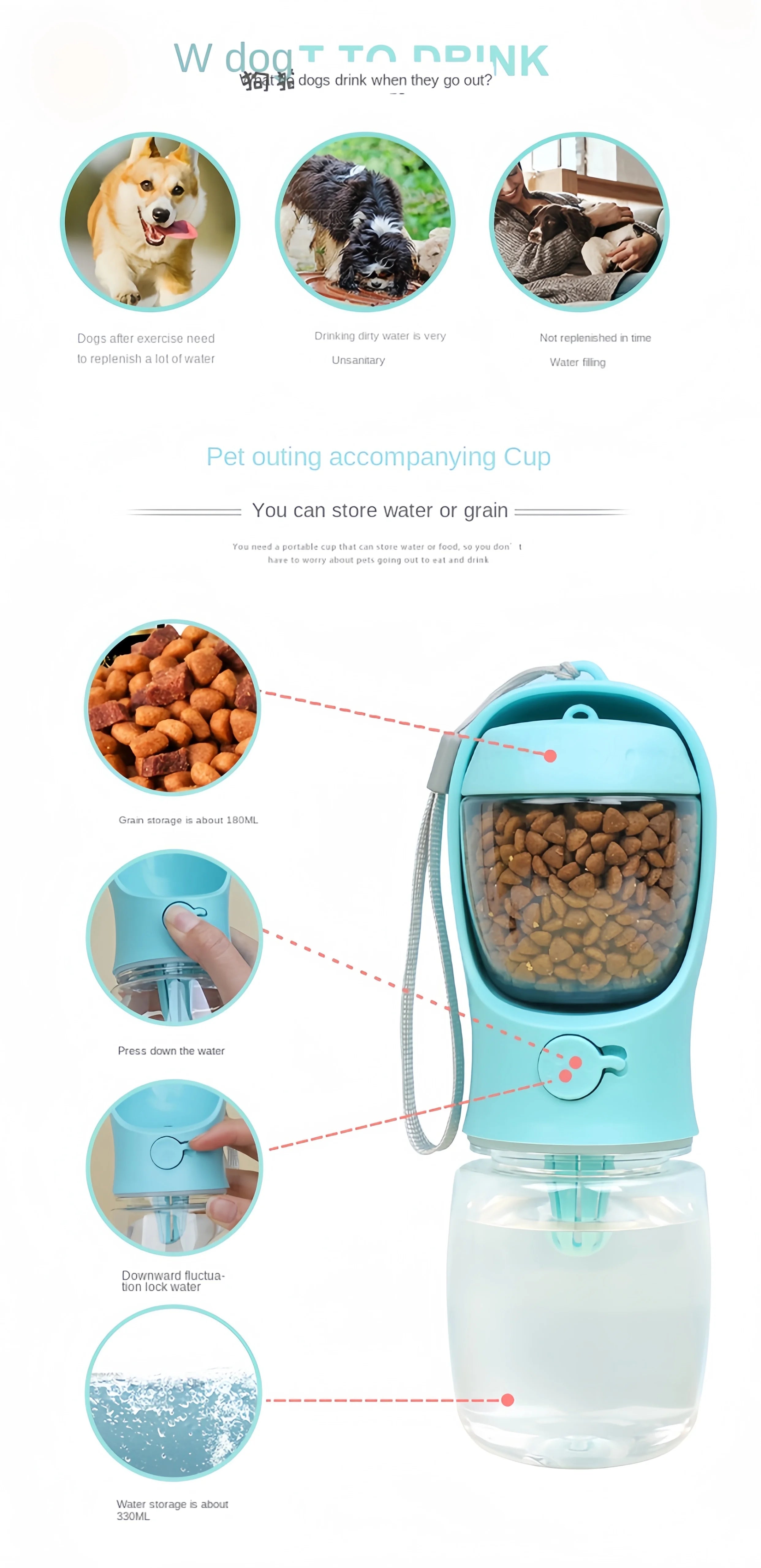 Portable Water Bottle with Food Storage